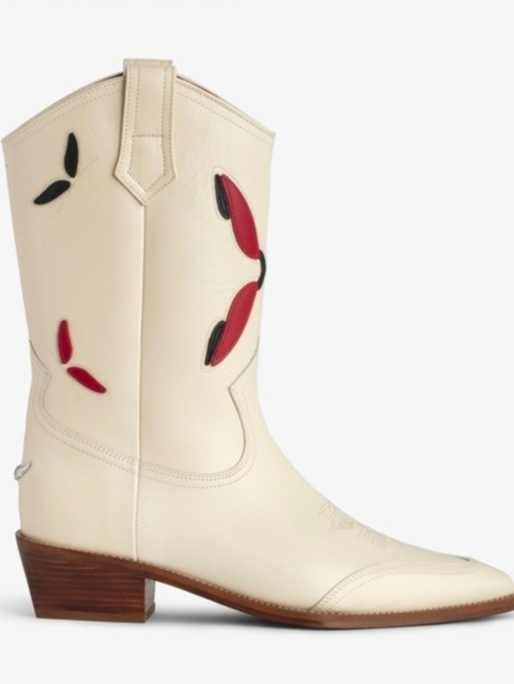 NEW Zadig And Voltaire Cream Western Cara Leather Boots Size 36 - Picture 2 of 16